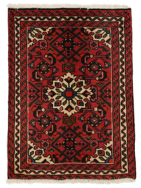 65X87 Tapete Hosseinabad Oriental Preto/Vermelho Escuro (Lã, Pérsia/Irão) Carpetvista