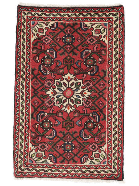 59X93 Dywan Orientalny Hosseinabad Ciemnoczerwony/Czarny (Wełna, Persja/Iran) Carpetvista
