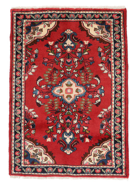 76X108 絨毯 アサダバード オリエンタル ダークレッド/ブラック (ウール, ペルシャ/イラン) Carpetvista