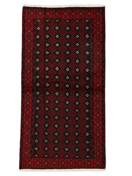 Tapis D'orient Baloutche 102X195 Noir/Rouge Foncé (Laine, Perse/Iran)