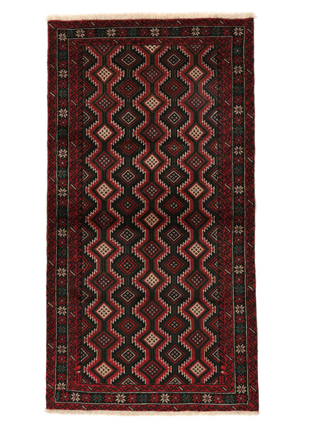 Tapete Oriental Balúchi 108X201 Preto/Vermelho Escuro (Lã, Pérsia/Irão)