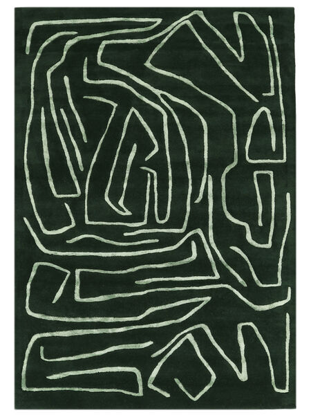  160X230 Traces Rug - Green Wool