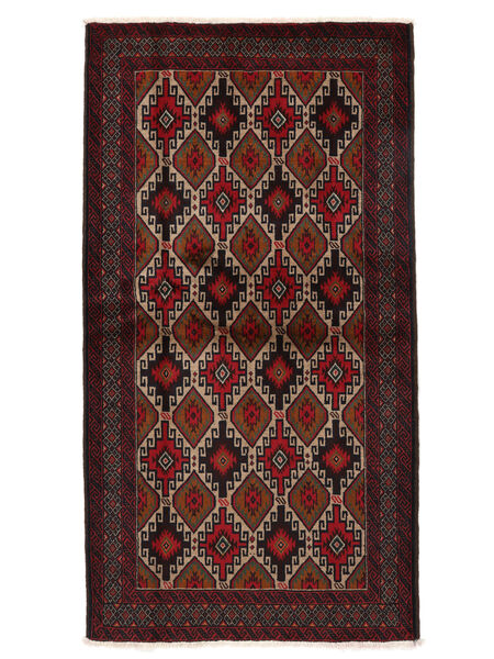 Tapis Persan Baloutche 105X191 Noir/Rouge Foncé (Laine, Perse/Iran)
