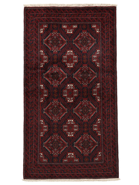 Tappeto Persiano Beluch 98X181 Nero/Rosso Scuro (Lana, Persia/Iran)