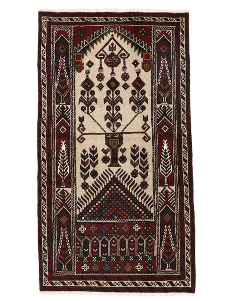 Koberec Orientální Beluch 106X190 Černá/Oranžová (Vlna, Persie/Írán)