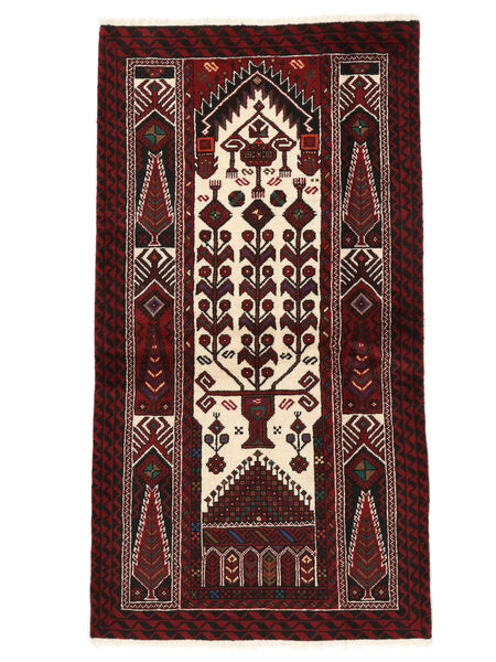 Tappeto Orientale Beluch 103X187 Nero/Rosso Scuro (Lana, Persia/Iran)