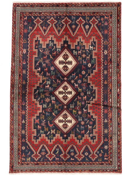  Afshar Rug 153X236 Persian Wool Black/Dark Red Small Carpetvista
