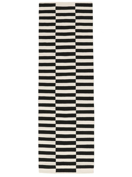  80X250 Petit Moderno Tapis - Noir/Blanc Coton