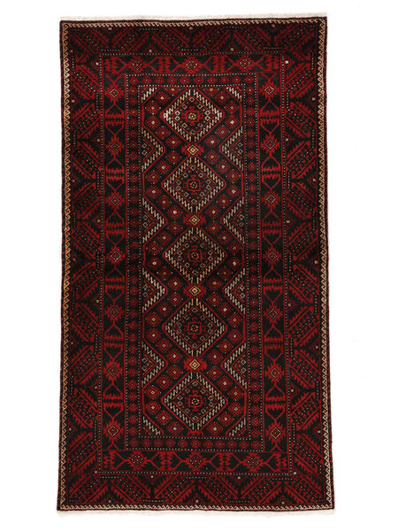 Tapis D'orient Baloutche 112X206 Noir/Rouge Foncé (Laine, Perse/Iran)