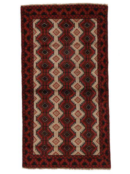 100X184 Belutsch Teppich Schwarz/Dunkelrot Persien/Iran Carpetvista