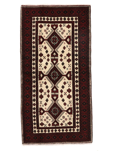  100X192 Belutsch Teppich Schwarz/Beige Persien/Iran Carpetvista