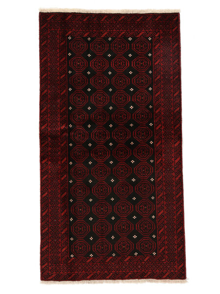  Persischer Belutsch Teppich 100X184 Schwarz/Dunkelrot (Wolle, Persien/Iran)