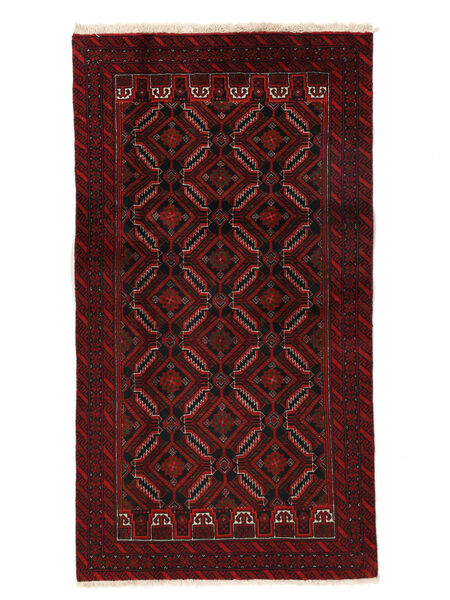 Alfombra Belouch 94X176 De Pasillo Negro/Rojo Oscuro (Lana, Persia/Irán)