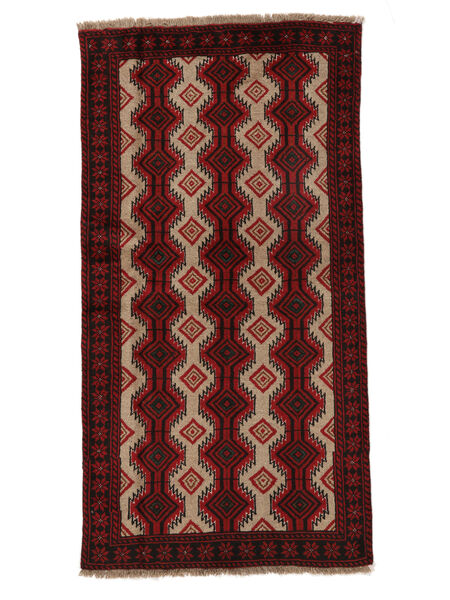 101X192 Belutsch Teppich Orientalischer Schwarz/Dunkelrot (Wolle, Persien/Iran) Carpetvista