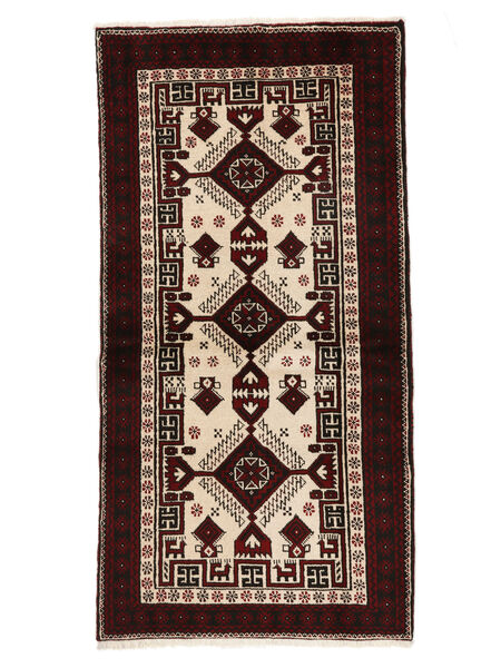 絨毯 バルーチ 95X191 廊下 カーペット ブラック/茶色 (ウール, ペルシャ/イラン)
