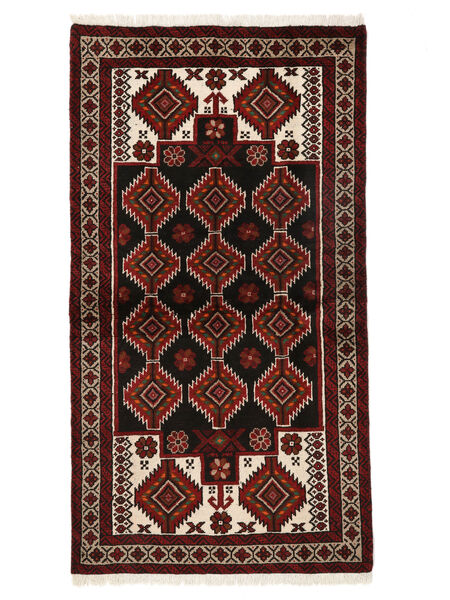 Tappeto Orientale Beluch 102X187 Nero/Rosso Scuro (Lana, Persia/Iran)