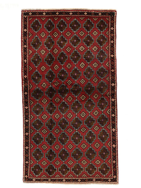  Perzisch Beluch Vloerkleed 105X193 Zwart/Donkerrood (Wol, Perzië/Iran)