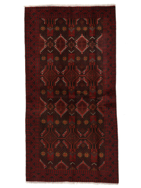 Persischer Belutsch Teppich 101X195 Schwarz/Dunkelrot (Wolle, Persien/Iran)