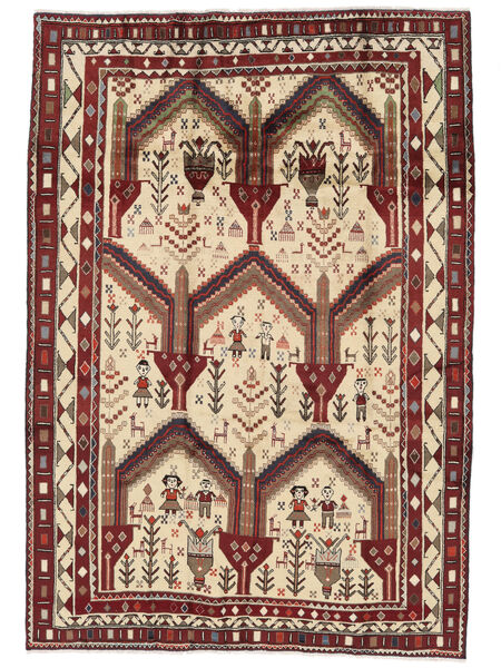 絨毯 オリエンタル アフシャル 197X287 茶色/ダークレッド (ウール, ペルシャ/イラン)