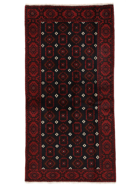 100X196 Tapis D'orient Baloutche Noir/Rouge Foncé (Laine, Perse/Iran) Carpetvista
