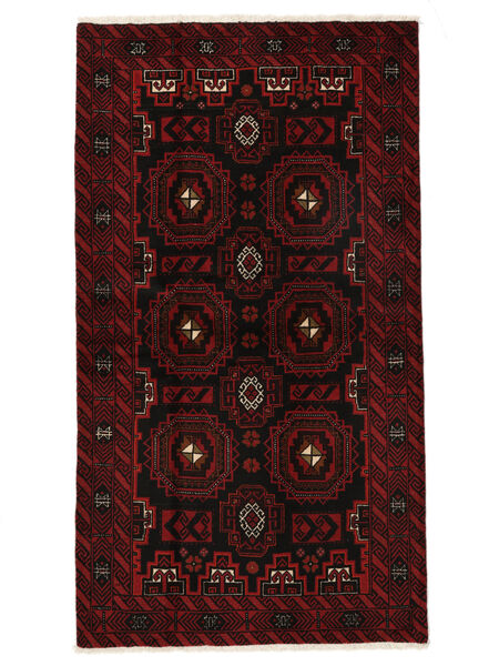  Persischer Belutsch Teppich 111X198 Schwarz/Dunkelrot (Wolle, Persien/Iran)