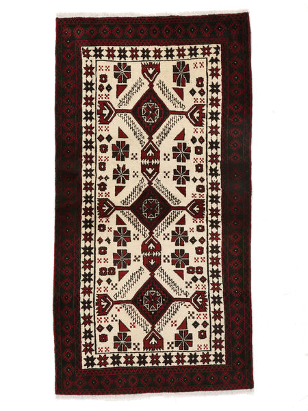 100X189 Alfombra Oriental Belouch Negro/Beige (Lana, Persia/Irán) Carpetvista