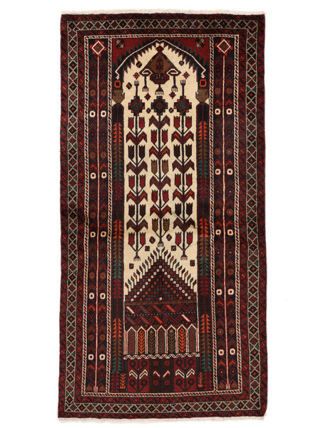  100X190 Belutsch Teppich Schwarz/Dunkelrot Persien/Iran Carpetvista