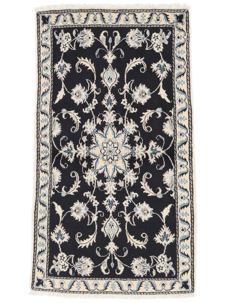 Persian Nain Rug 87X155 Black/Dark Grey Carpetvista