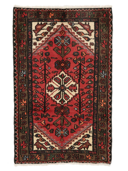 絨毯 ハマダン 72X118 ブラック/ダークレッド (ウール, ペルシャ/イラン)