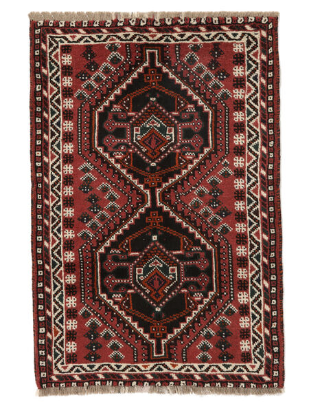 Shiraz Vloerkleed 80X118 Zwart/Donkerrood Wol, Perzië/Iran Carpetvista