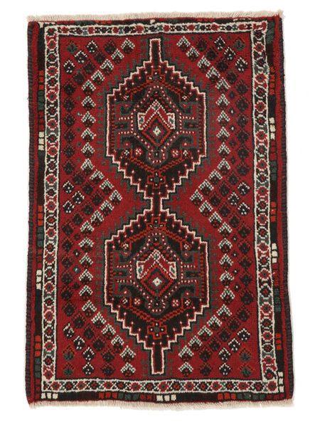  Persischer Shiraz Teppich 77X113 Schwarz/Dunkelrot (Wolle, Persien/Iran)
