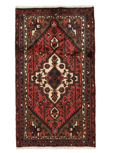 Tapete Hamadã 73X127 Preto/Vermelho Escuro (Lã, Pérsia/Irão)