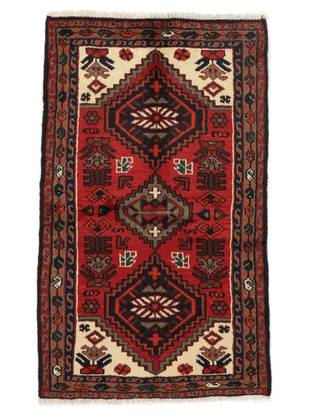 Tapis Hamadan 74X120 Noir/Rouge Foncé (Laine, Perse/Iran)