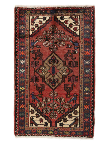  Hamadan Rug 75X118 Persian Wool Black/Dark Red Small Carpetvista