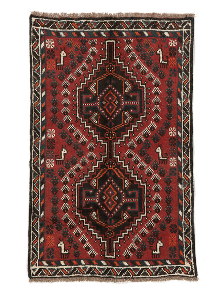 Tapis Persan Shiraz 73X117 Noir/Rouge Foncé (Laine, Perse/Iran)