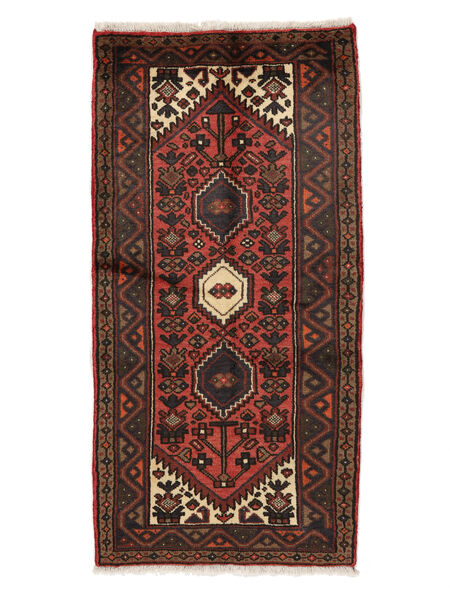  Persian Hamadan Rug 65X130 Black/Dark Red Carpetvista