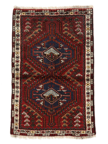  Perzisch Shiraz Vloerkleed 68X110 Zwart/Donkerrood Carpetvista