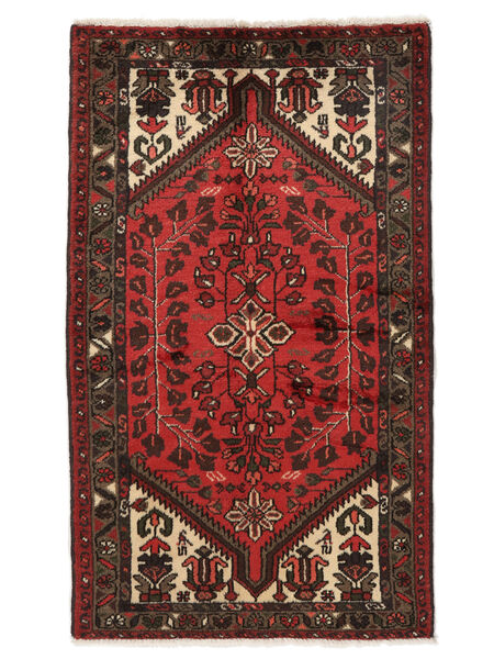 絨毯 ペルシャ ハマダン 78X132 ブラック/ダークレッド (ウール, ペルシャ/イラン)