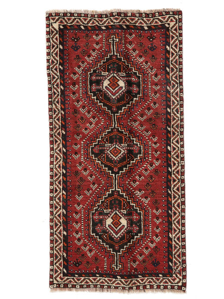  Shiraz Tapete 74X152 Persa Lã Preto/Vermelho Escuro Pequeno Carpetvista