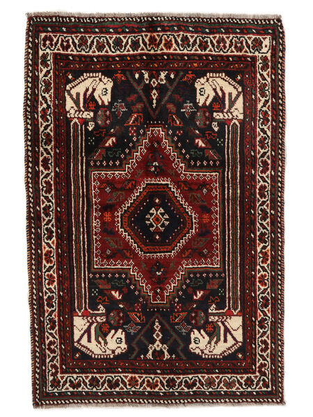 90X133 Ghashghai Teppe Orientalsk Svart/Mørk Rød (Ull, Persia/Iran) Carpetvista