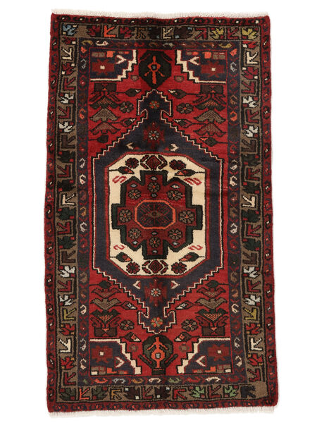  Persian Hamadan Rug 71X122 Black/Dark Red Carpetvista