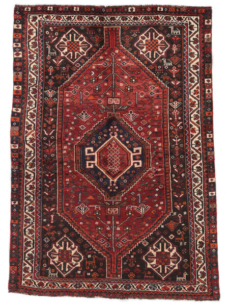 Alfombra Oriental Shiraz 129X184 Negro/Rojo Oscuro (Lana, Persia/Irán