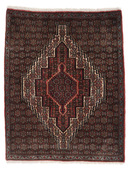  Orientalsk Senneh Tæppe 78X96 Sort/Mørkerød Uld, Persien/Iran Carpetvista