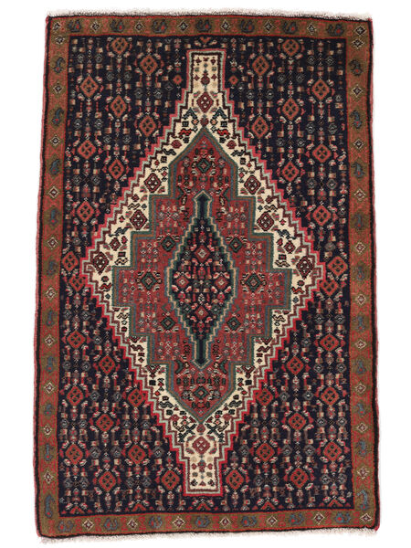 71X108 Tapis D'orient Senneh Noir/Rouge Foncé (Laine, Perse/Iran) Carpetvista