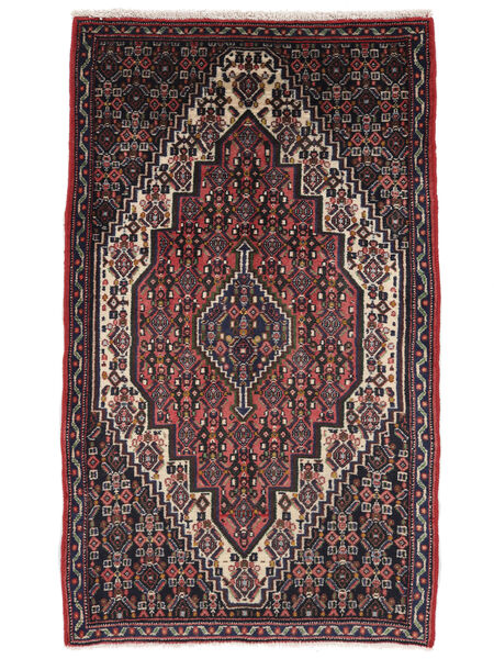 75X125 Tapis Senneh D'orient Noir/Rouge Foncé (Laine, Perse/Iran) Carpetvista