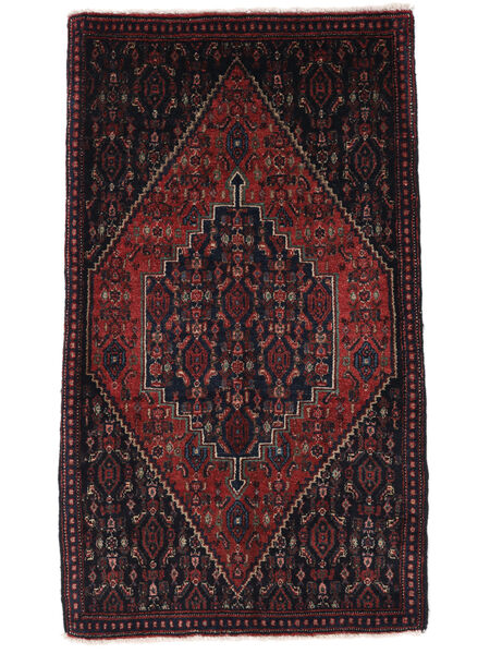 Tapis D'orient Senneh 66X112 Noir/Rouge Foncé (Laine, Perse/Iran)