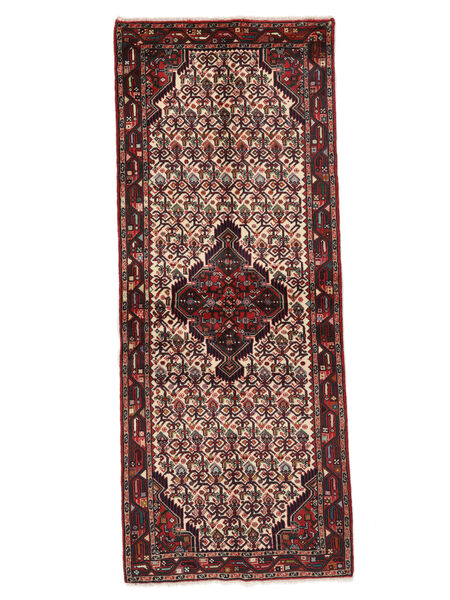 80X201 絨毯 オリエンタル アサダバード 廊下 カーペット ブラック/ダークレッド (ウール, ペルシャ/イラン) Carpetvista