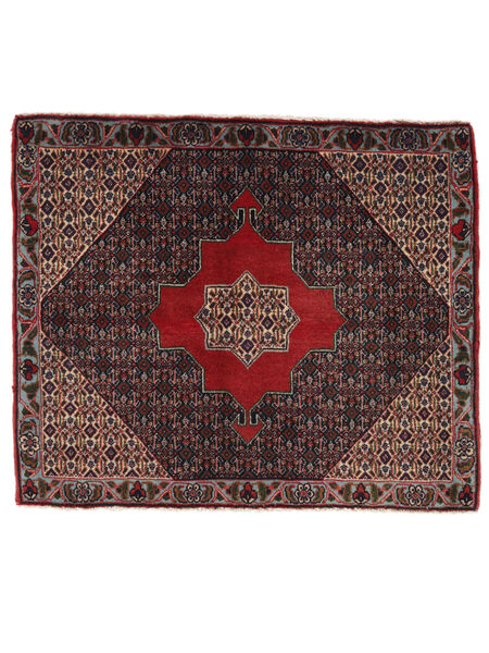  67X83 Senneh Teppe Svart/Mørk Rød Persia/Iran Carpetvista