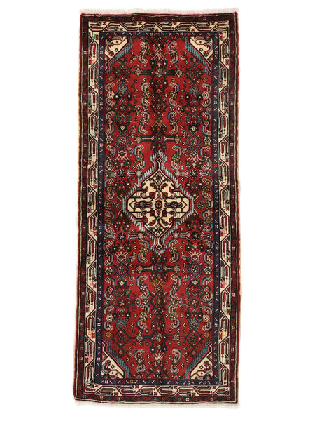 83X197 絨毯 オリエンタル アサダバード 廊下 カーペット ブラック/ダークレッド (ウール, ペルシャ/イラン) Carpetvista