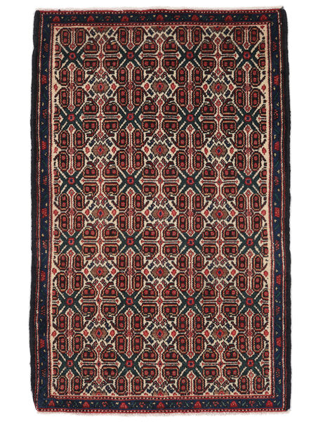  Senneh Rug 73X112 Persian Wool Black/Dark Red Small Carpetvista